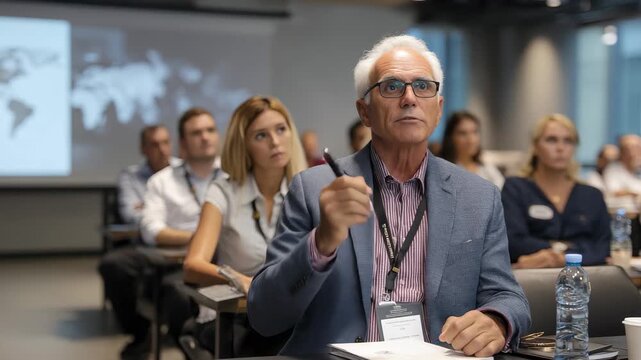 Business workshop engages participants in interactive learning at a modern conference venue