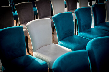 Chairs for sitting in conference room white and