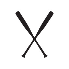 Crossed baseball bats silhouette