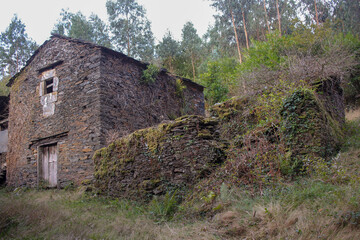 Empty house in the middle of fields