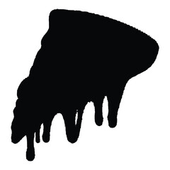 Black Silhouette of Dripping Pizza Slice on White Background cheese