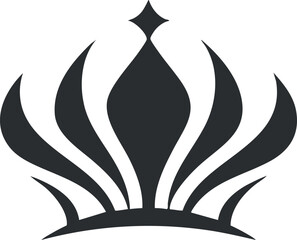 Stylized black vector illustration of a crown symbol representing royalty and luxury for branding and design projects