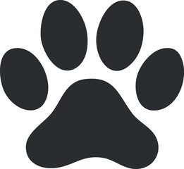 Bold black silhouette vector illustration of a paw print design for animal-related branding and graphic projects