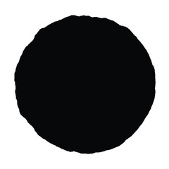 Black Silhouette of a Circle with Rough Edges on White Background isolated