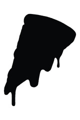 Black Silhouette of a Slice of Pizza with Dripping Cheese white background