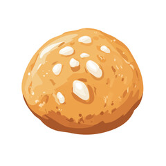 Oliebollen, 2D flat vector illustration, simple and modern style, isolated on a plain white background.