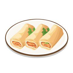 2D flat vector illustration of Peking Duck Rolls, clean and minimal icon style, isolated on white background.