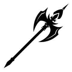 halberd black and white silhouette on white background