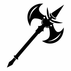 halberd black and white silhouette on white background