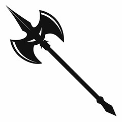halberd black and white silhouette on white background