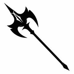 halberd black and white silhouette on white background
