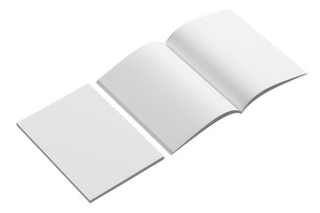 A4 Magazine Mockup White Blank 3D Rendering Transparent Background Mockup PNG