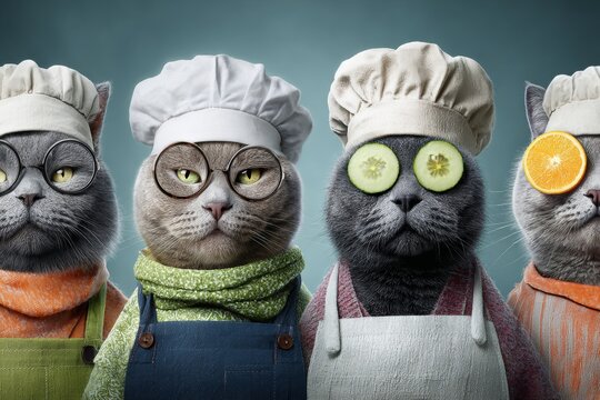 Culinary cat showdown: dishes reflecting unique names and humor.