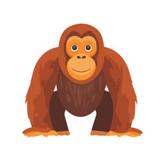 Flat 2D vector illustration of Orangutan, simple icon style on a clean white background. © Antoni
