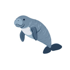 Simple flat 2D vector graphic of Manatee, modern icon look, displayed on a pure white background.