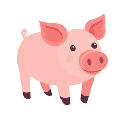 2D flat vector illustration of Pig, designed in a clean icon style and isolated on a white background.