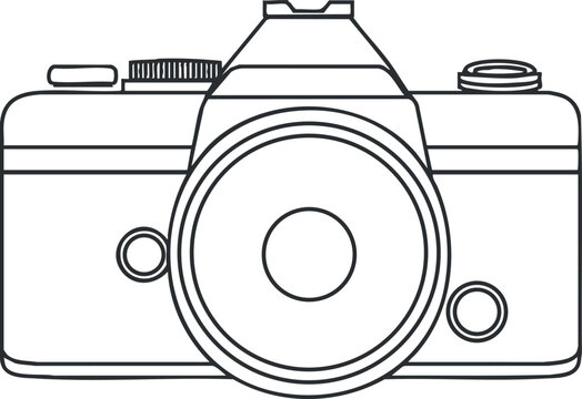Outline vector illustration of a classic camera design for photography-themed branding and graphic projects - Powered by Adobe