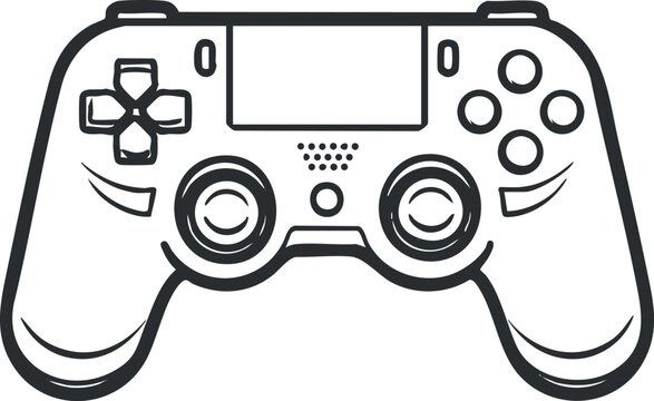 Minimalist line art vector illustration of a gaming controller ideal for technology and entertainment design projects