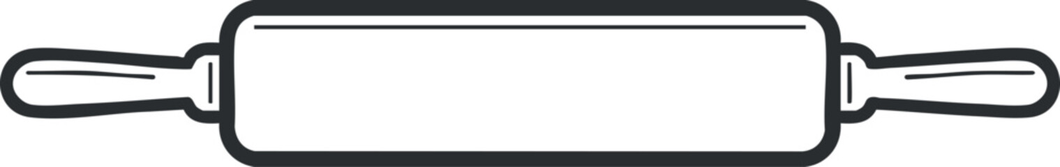 Obraz premium Minimalist black and white vector illustration of a rolling pin, perfect for baking and culinary design projects