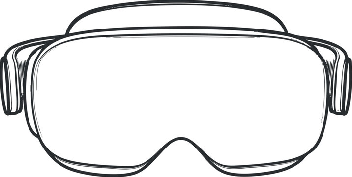 Outline vector illustration of protective goggles for sports and outdoor activities, suitable for branding and design projects