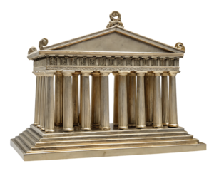 Ancient greek temple model isolated on transparent background