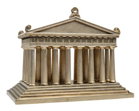 Ancient greek temple model isolated on transparent background