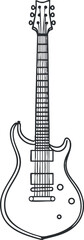 Outline vector illustration of an electric guitar design, perfect for music-related branding and creative projects