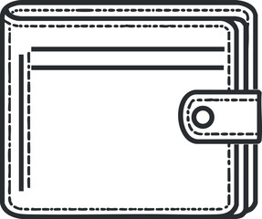 Fototapeta premium Minimalist black and white vector illustration of a wallet, ideal for finance and shopping-related projects