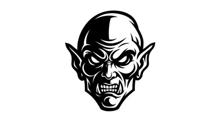 Intense Vampire Face Illustration with Sharp Features and Piercing Gaze.