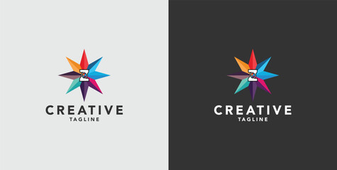 Digital colorful abstract icons, elements and symbols with initial Z logo, template