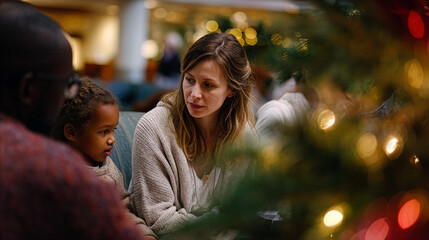 Concerned Family Waiting in Hospital during Christmas