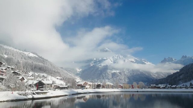 Hahnen gesehen von Engelberg, Obwalden - Neuschnee im November