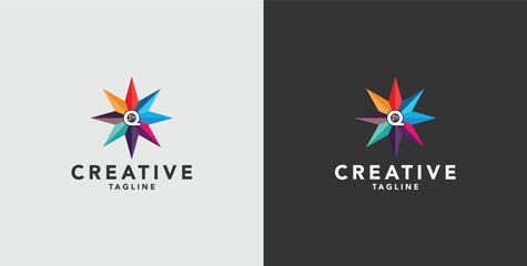 Digital colorful abstract icons, elements and symbols with initial Q logo, template