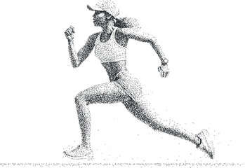 Dynamic vector illustration of a woman running, showcasing fitness and athleticism in a modern style suitable for health and sports projects