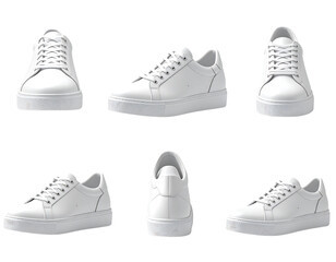 Clean and Minimalist White Leather Sneakers on a Black Background Display