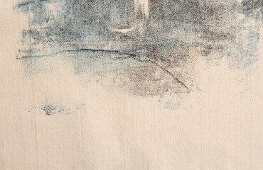 Grunge beige gray, black dirty canvas denim fabric painting art stain grain texture background.