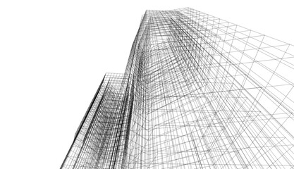 Architectural drawing vector 3d illustration