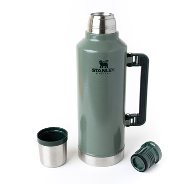Istanbul, Turkey - November 21, 2025: Stanley Classic 2,3 Liters Bottle. Stanley Classic Legendary Vacuum Insulated Stainless Steel Thermos. White Background.