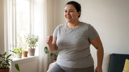 A Woman Exercising at Home for Health and Fitness.