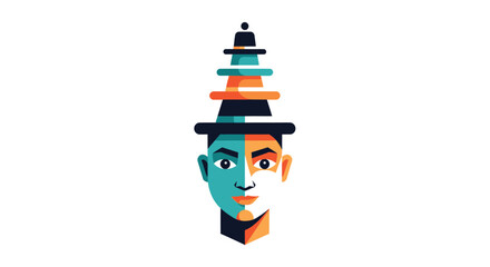 vector illustration of a lighthouse with human face