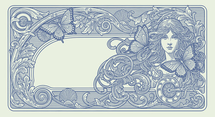 Vintage Art Nouveau Engraved Floral Frame