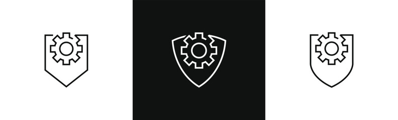 Shield gear logo. Shield with Setting icon sign symbol Design Element. Vector illustration template