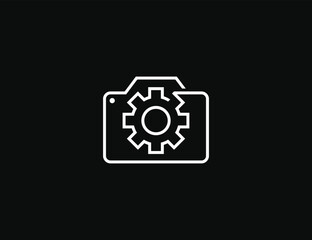 Camera with Setting gear logo. Image edit icon sign symbol Design Element. Vector illustration template