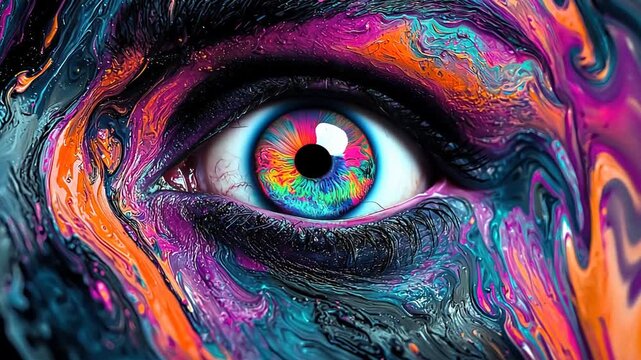 abstract trippy with melting eyes seamless 