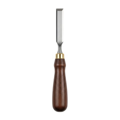 Obraz premium Woodworking chisel tool with wooden handle isolated