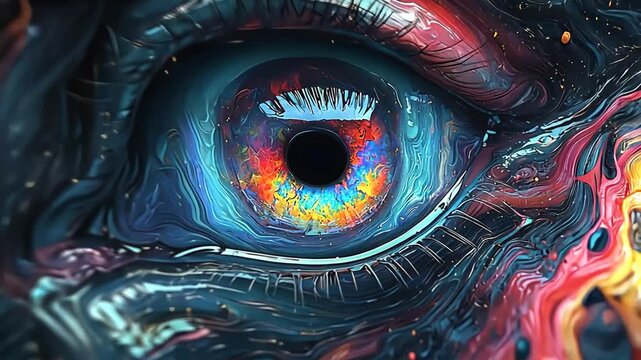  abstract trippy with melting eyes seamless video