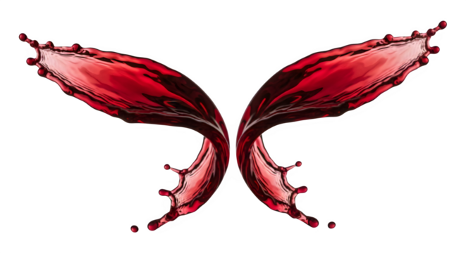 Red liquid splash forming butterfly wings isolated on transparent background - Powered by Adobe