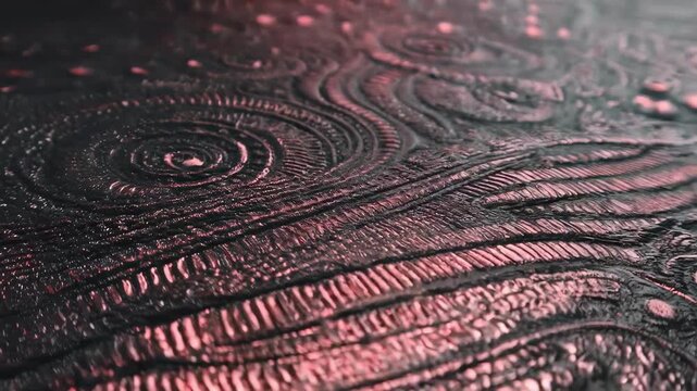 Medium view of detailed foil stamping process on invitation cards showcasing intricate patterns and precise embossing effects.