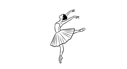 Elegant Ballerina Performing a Graceful Ballet Dance Pose. © Muh