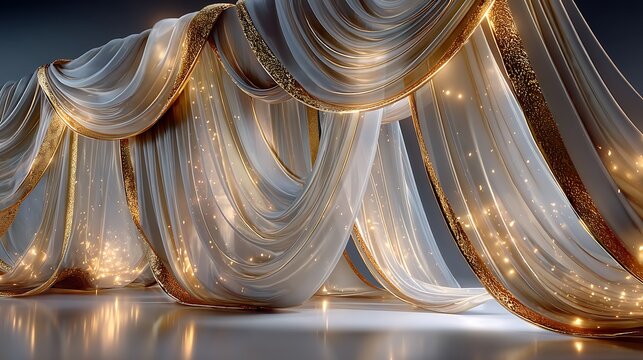 Decorative fabric curtains with sparkling elegance high resolution picture